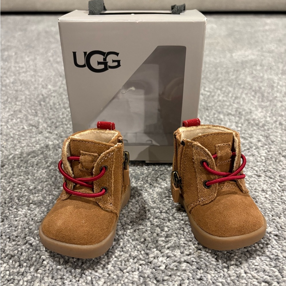 UGG Baby Brown Boots with Red Laces